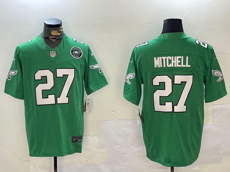 Men Philadelphia Eagles #27 Mitchell Green Throwback 2024 Nike Vapor Limited NFL Jersey style 2